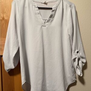 Maurices White Blouse with Roll-Up Sleeves